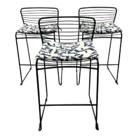 Horeca Traders Black Metal Counter Stools + Cushions, Set of Three. Original Price: $500