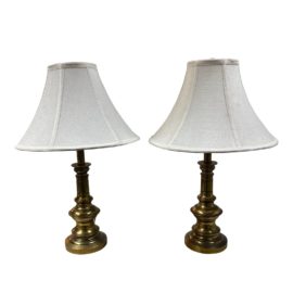Vintage Stiffel Original Brass Table Lamps, a Pair