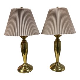 Vintage Mid Century Modern Stiffel Brass Table Lamps, a Pair