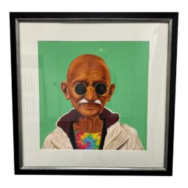 Double Framed and Matted Digital Hippie Ghandi Print