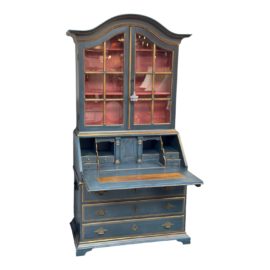 19th Century Swedish Blue Two-Piece Baroque Secretary. Original Price: $4,500
