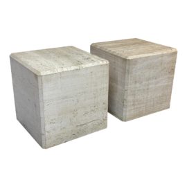 Kreiss Furniture Limestone Side Tables, a Pair