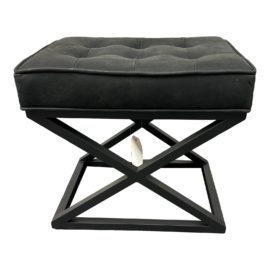 NEW International Atelier for Pottery Barn Kirkham Tufted African Leather Stool. Original Price: $450