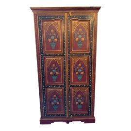 Vintage Hand-Painted Corner Cabinet