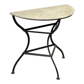 Pottery Barn Demilune Stone + Metal Table