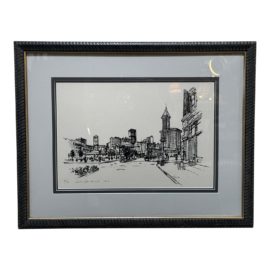 Victor Steinbrueck Seattle 1972 Limitéd Edition 41/100 Lithograph, Framed