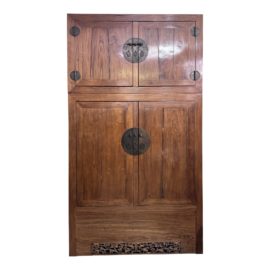 Vintage Qing-Dynasty Compound Style Cabinet Two Piece Moon Asian Cabinet