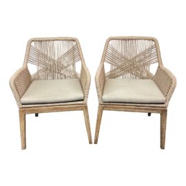 Essentials for Living Loom Rope Modern Organic Arm Chairs, a Pair. Original Price: $1,358