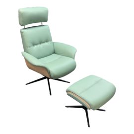 NEW IMG Usa Space Leather Recliner + Ottoman