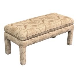 Custom Floral Jacquard Upholstered Bench
