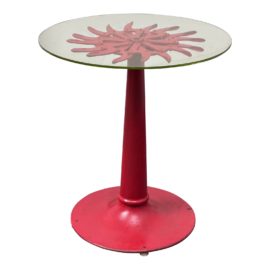 Fire Engine Red Cast Iron Side Table