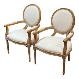 Restoration Hardware French Round Armchair, a Pair. Original Price: $1,470