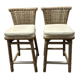 Vintage McGuire Antalya Counter Stools, a Pair