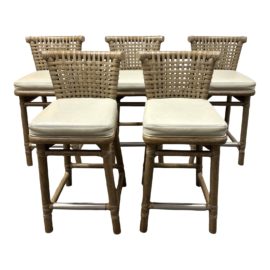 Vintage McGuire Antalya Counter Stools, Set of Five