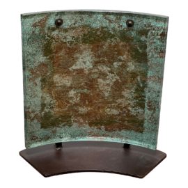 Modern Organic Art Glass + Bronze Stand