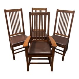 Restoration Hardware by Michaels Furniture Arts & Crafts Mission Style Chairs, Set of Four