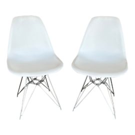Eames Style Molded Plastic Side Chairs, Set of Two