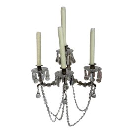 Antique Baroque Cut Crystal Wall Sconce