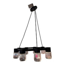 Grain Circlet Wood & Hand Blown Glass Chandelier. Original Price: $6,650