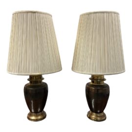 Vintage Brass Table Lamps, a Pair
