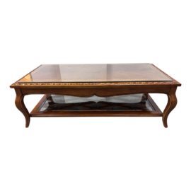 Carved Wood Coffee Table + Lattice Shelf