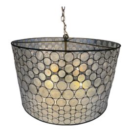 Oly Studio Serena Capiz Drum Chandelier. Original Price: $3,250
