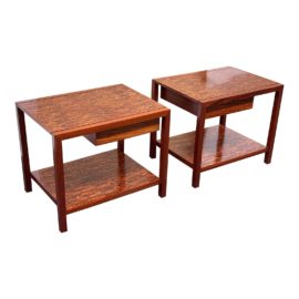 Custom Endgrain Mosaic Bedside Table + Side Tables, a Pair