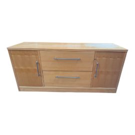 Maple Finish Console Filing Cabinet + Shelves
