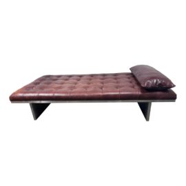 CB2 Mermelada Estudio Atrium Tufted Dark Brown Leather Daybed. Original Price: $1,800