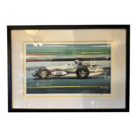 Bob McCoy Parnelli Jones Race Car Original Drawing, Signed and Framed