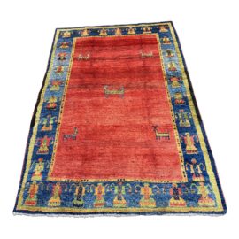 Vintage Persian Gabbeh Area Rug - 5′2″ × 7′8″. Original Price: $3,260