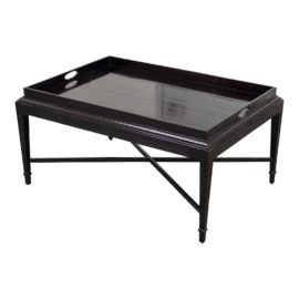 Baker Furniture Barbara Barry Dark Mahogany Tray Top Coffee Table. Original Price: $2,000