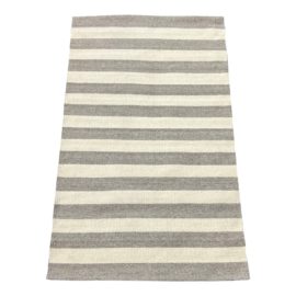 3ft X 5ft Grey + Cream Stripe Area Rug