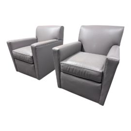 Stickley Furniture French Roast Swivel Leather Chairs, a Pair. Original Price: $12,400