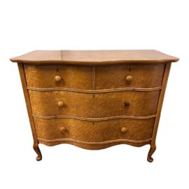 Antique Birdseye Maple Wood Traditional Four Drawer Dresser