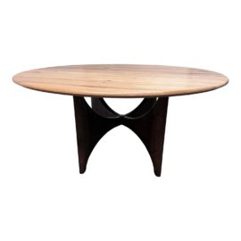 NEW Arhaus Jacobs Round Wood Top + Carol Base Dining Table. Original Price: $3,000