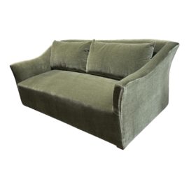 NEW Custom Design Olive Green Performance Velvet Sofa. Original Price: $3,725