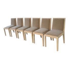 NEW Custom Design Almond Mohair Madison Dining Chairs, Set of Six. Original Price: $5,400