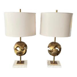Jonathan Adler Brass Table Lamps, a Pair. Original Price: $686
