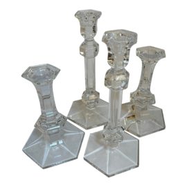 Val Saint Lambert Elysee Crystal Candle Holders, a Set of Four