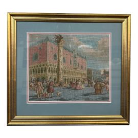 Vintage San Marco Square Tapestry, Custom Framed
