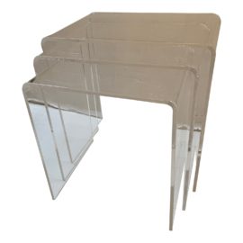 Contemporary Acrylic Nesting Tables, Set of Three