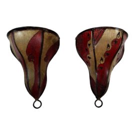 Vintage African Wall Sconces, a Pair