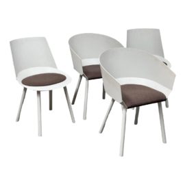 E15 Germany White Houdini Dining Room Chairs, Set of Four. Original Price: $3,500