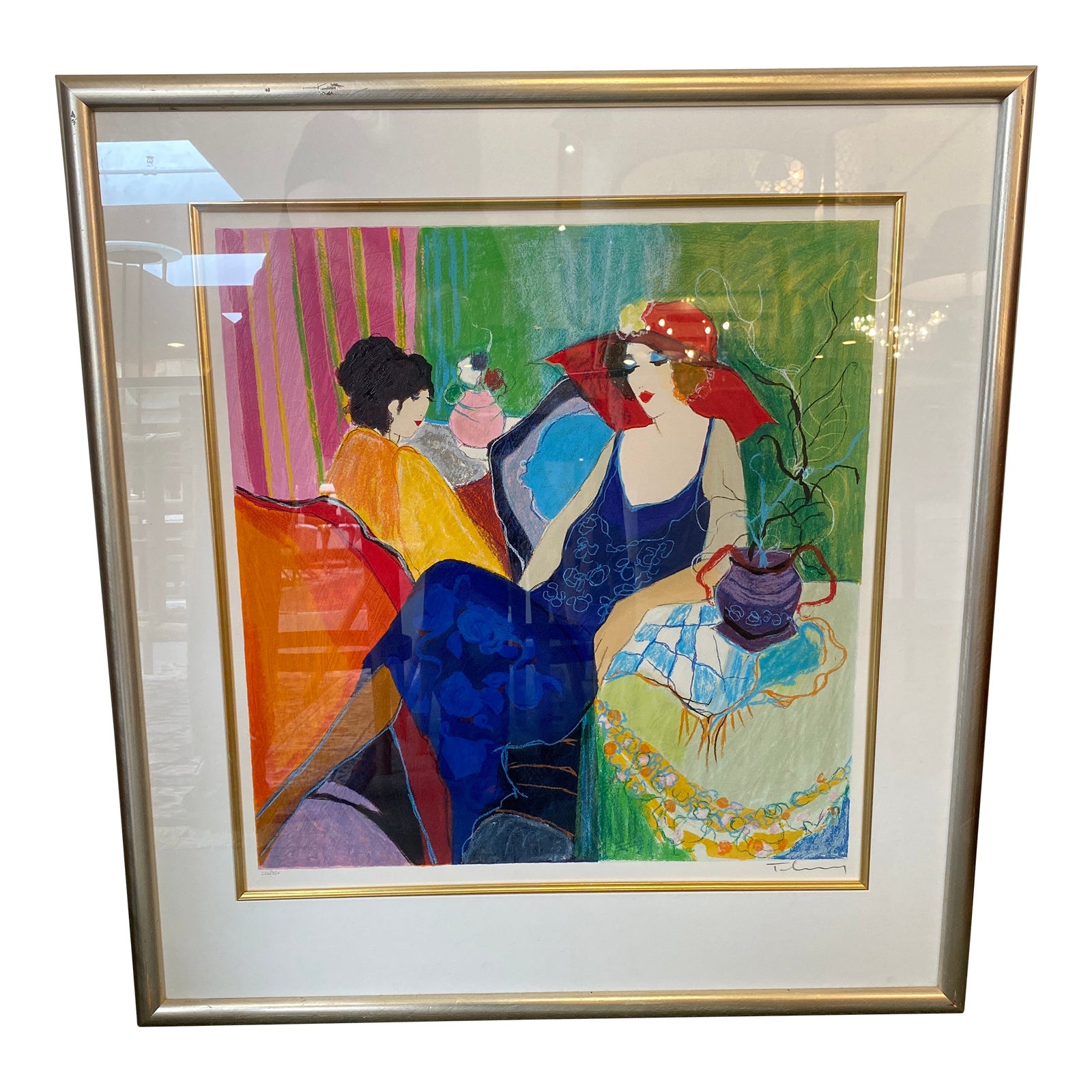 アイザックターカイ Itzchak Tarkay リトグラフ 額装 エディション Itzchak Tarkey Untitled Limited Edition Print - Design Plus Gallery
