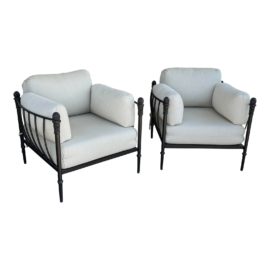 Murray's Iron Works Concord Outdoor Lounge Chairs, Pair. Original Price: $10,410