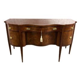 Baker Furniture Hepplewhite Mahogany Inlaid Bow Front Sideboard