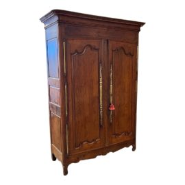 Antique French Carved Armoire With Brass Hardware