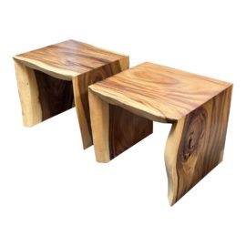 Phillips Collection Live Edge Waterfall Wood Side Tables, a Pair. Original Price: $2,698