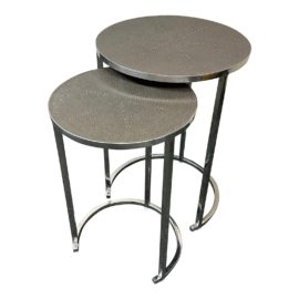 Hollywood Modern Shagreen Nesting Tables, a Pair. Original Price: $900